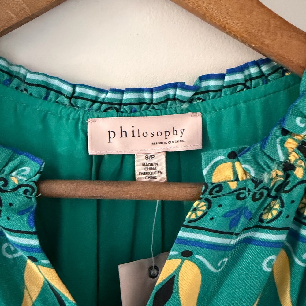 Philosophy Teal and Yellow Geometric Patterned Maxi Dress Size Small NWT - Picture 7 of 11